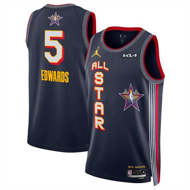 Mens 2025 All-Star #5 Anthony Edwards Navy Stitched Jersey Dzhi->2025 all star->NBA Jersey